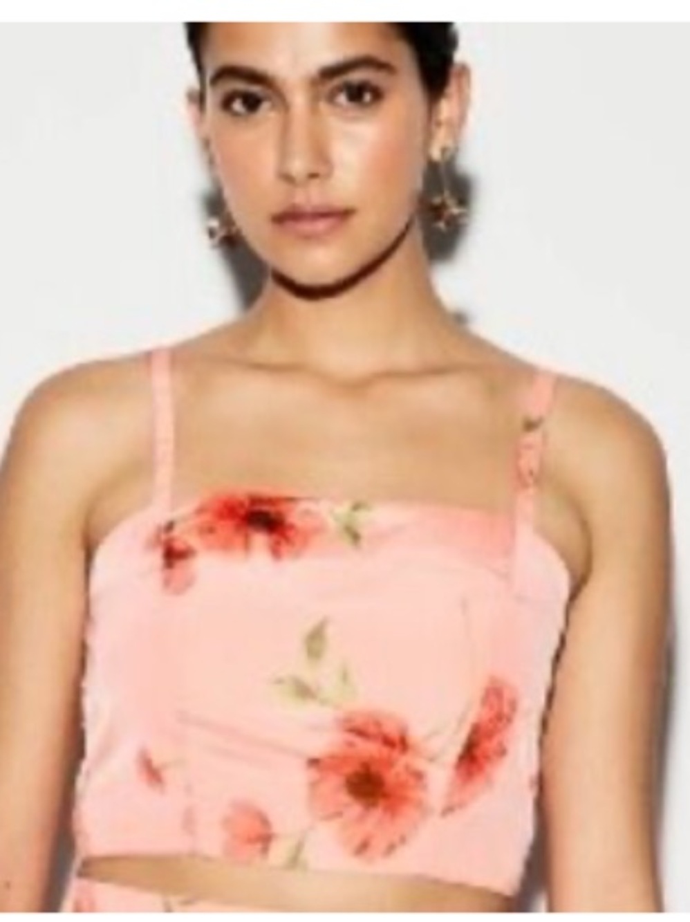 Old Navy Pink Floral Square-Neck Crop Top